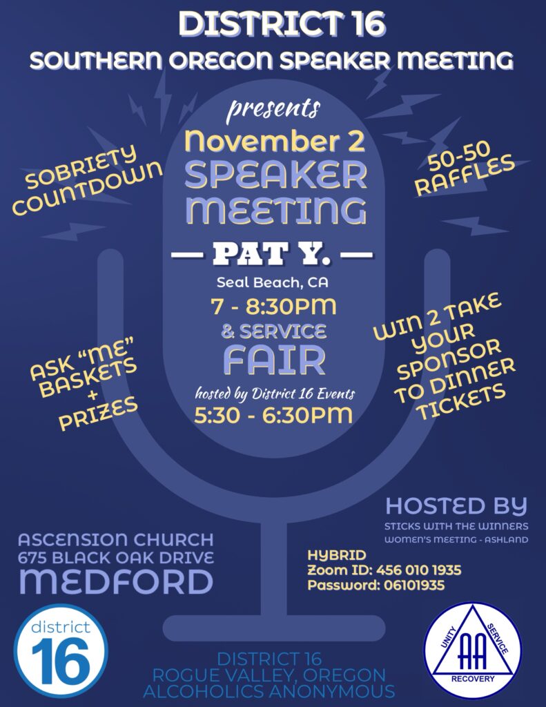 { A.A. Event }  ” Southern Oregon Speaker Meeting & Service Fair “