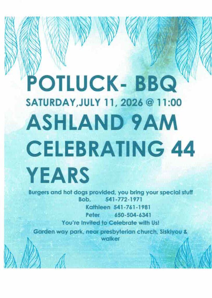 { A.A. Event }  “Potluck BBQ – hosted by Ashland 9am Meeting
