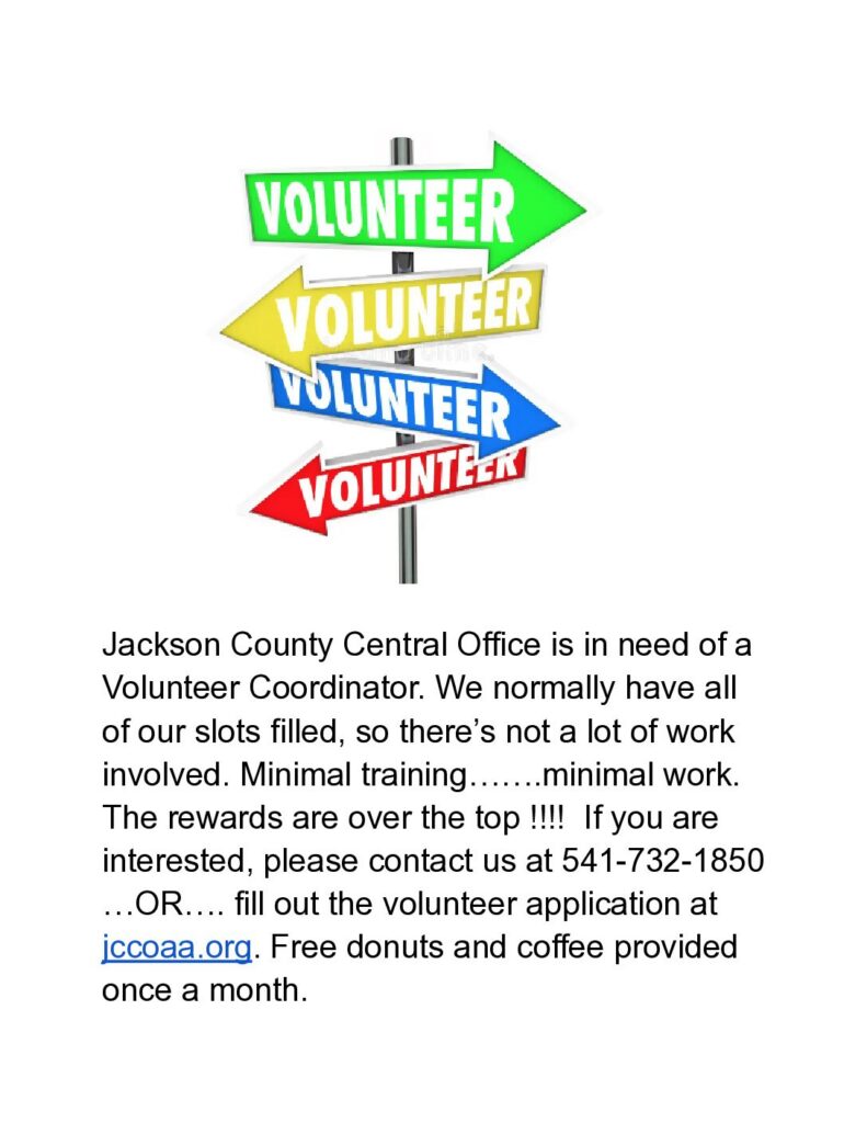 { A.A. Event }  “Volunteer Coordinator” position available at Central Office